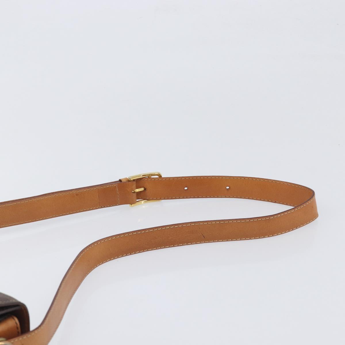 CELINE Macadam Horse Carriage Shoulder Bag PVC Brown Gold Tone Auth 202089A