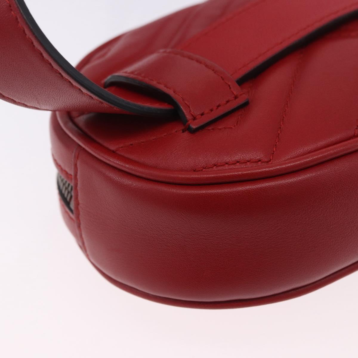 GUCCI GG Marmont Waist Bag Leather Red Gold Tone 476434 Auth 202090V