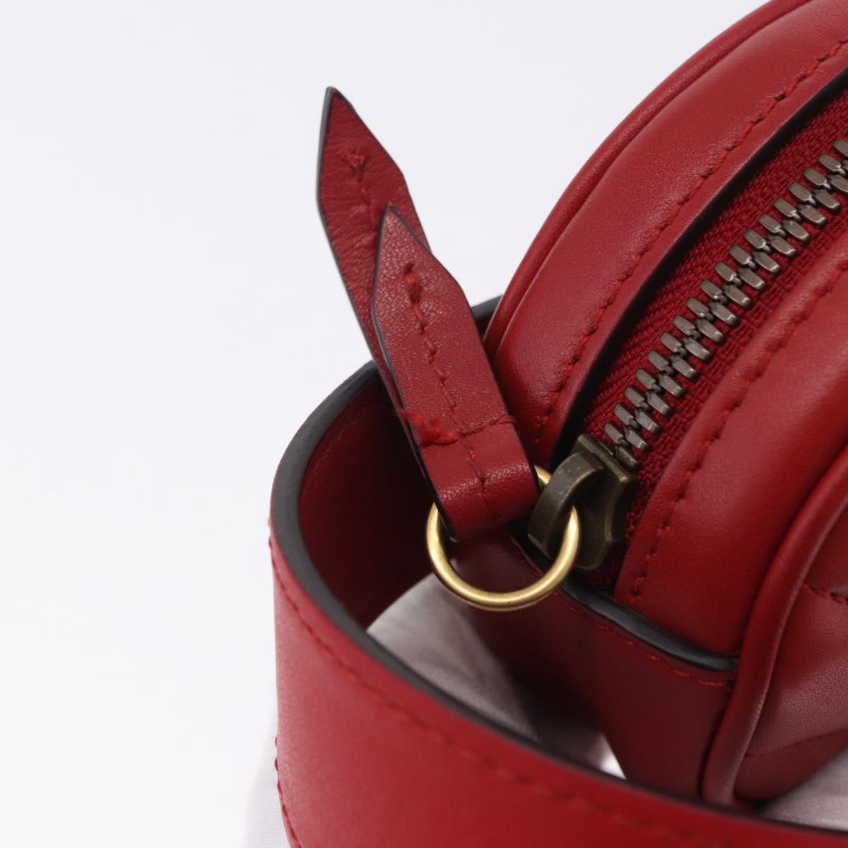GUCCI GG Marmont Waist Bag Leather Red Gold Tone 476434 Auth 202090V