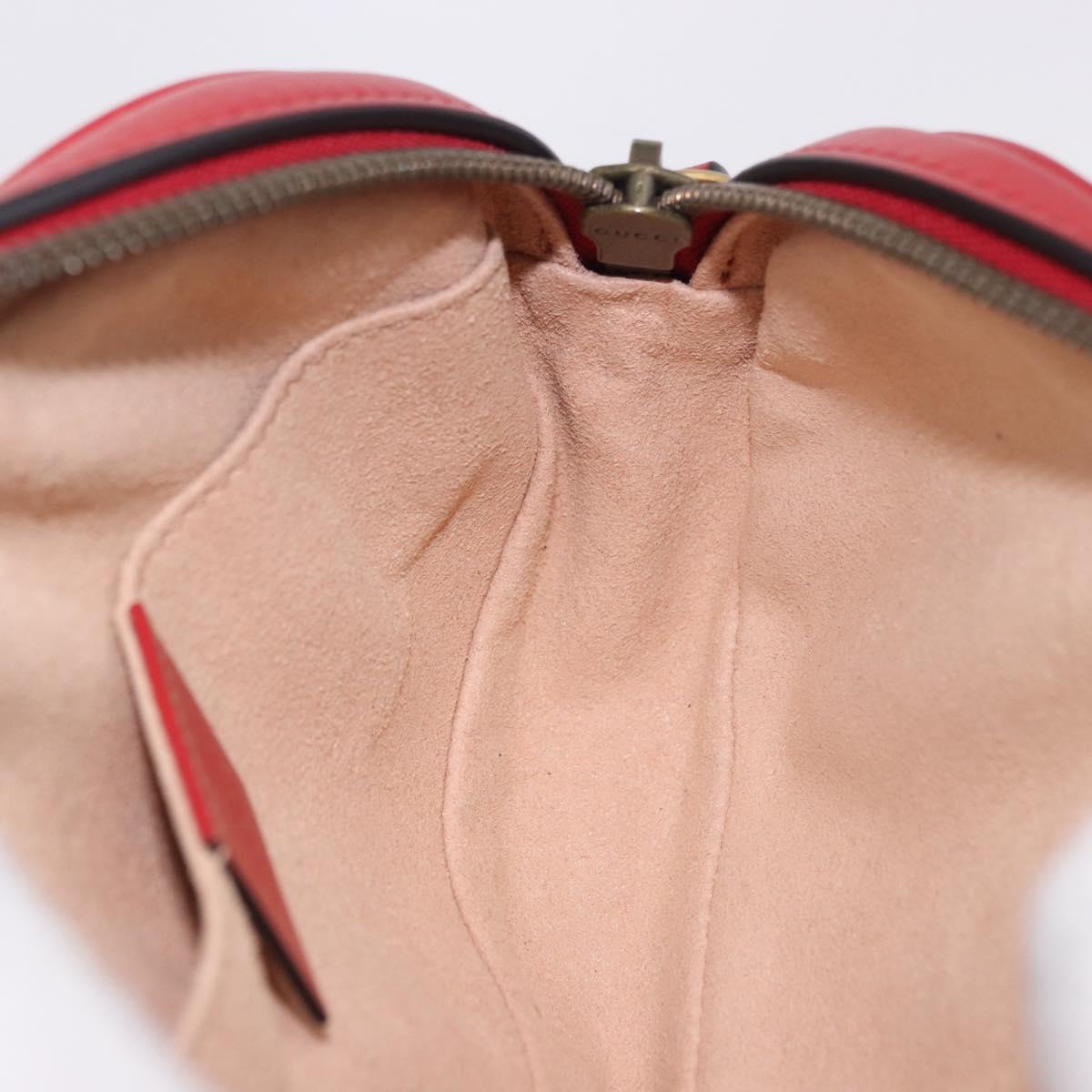 GUCCI GG Marmont Waist Bag Leather Red Gold Tone 476434 Auth 202090V