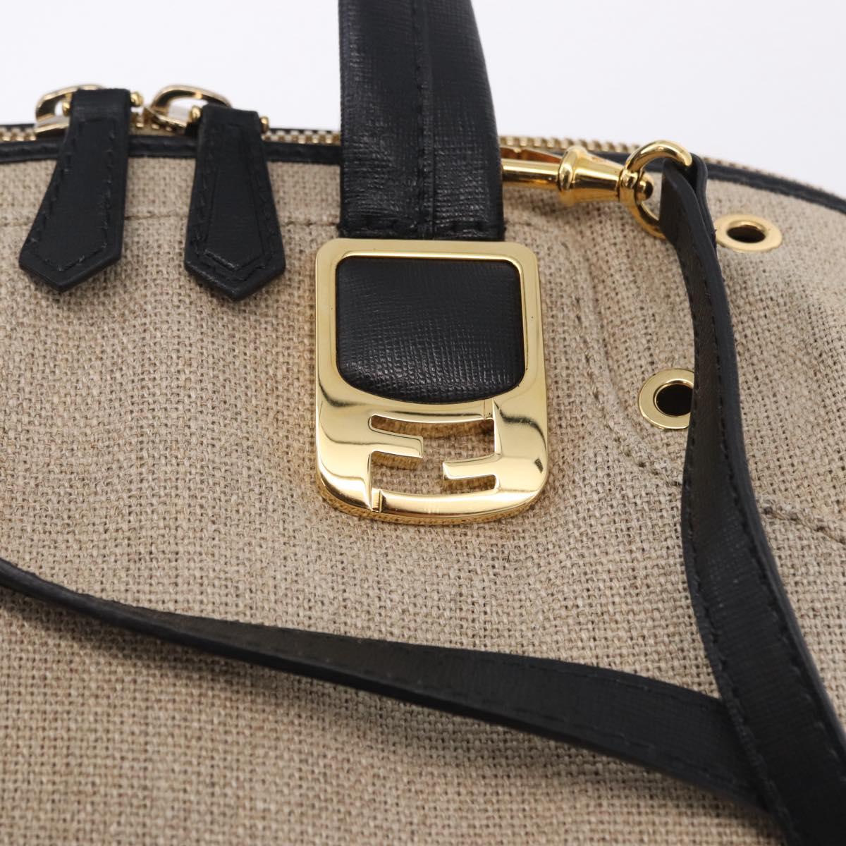 FENDI Chameleon Hand Bag Canvas 2way Beige Gold Tone 8BL114 Auth 202092