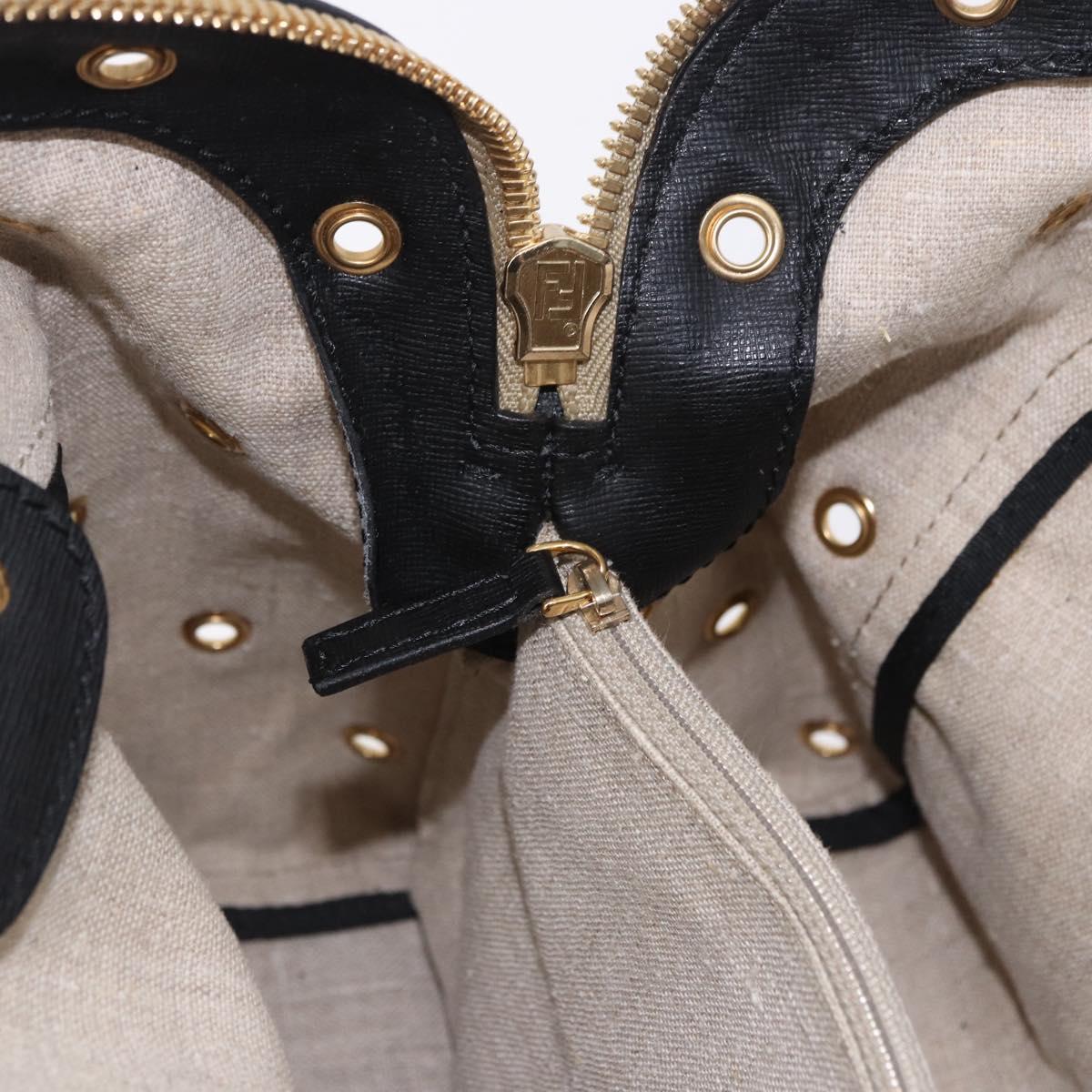 FENDI Chameleon Hand Bag Canvas 2way Beige Gold Tone 8BL114 Auth 202092