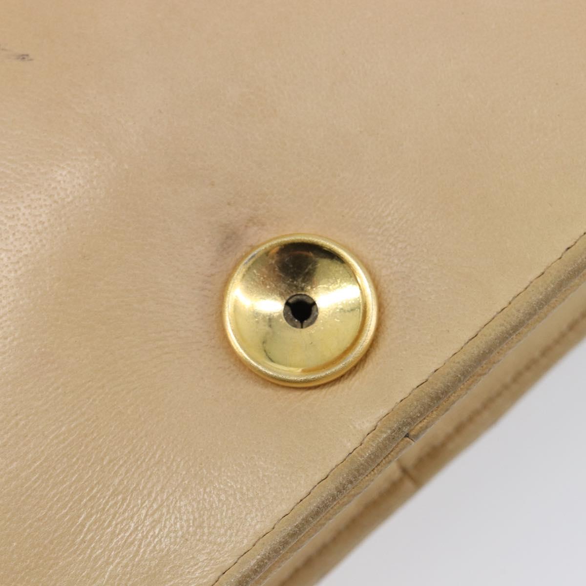CHANEL Matelasse Chain Shoulder Bag Lamb Skin Beige Gold Tone CC Auth 202094