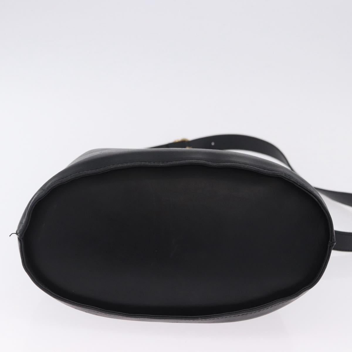 Salvatore Ferragamo Gancini Shoulder Bag Leather Black Gold Tone Auth 202100