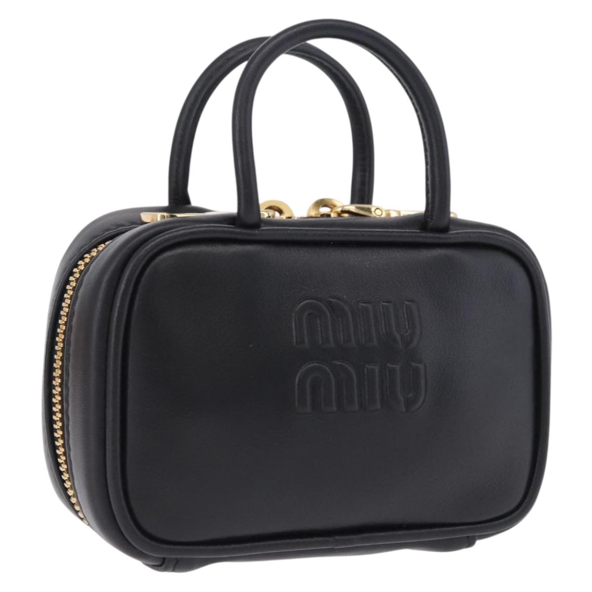 Miu Miu Beau Pouch Leather Black Gold Auth 202103M