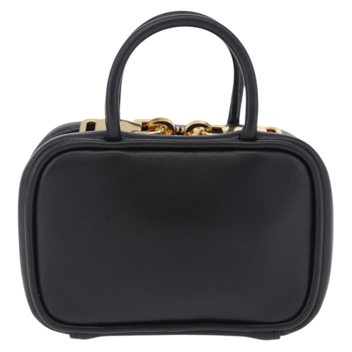 Miu Miu Beau Pouch Leather Black Gold Auth 202103M