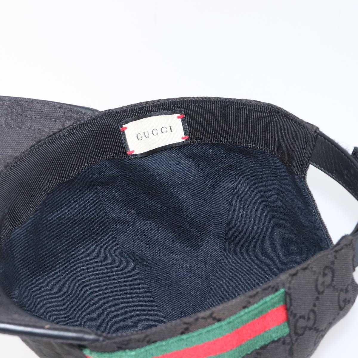 GUCCI GG Canvas Web Sherry Line Cap Black Gold Tone 200035 Auth 202104A