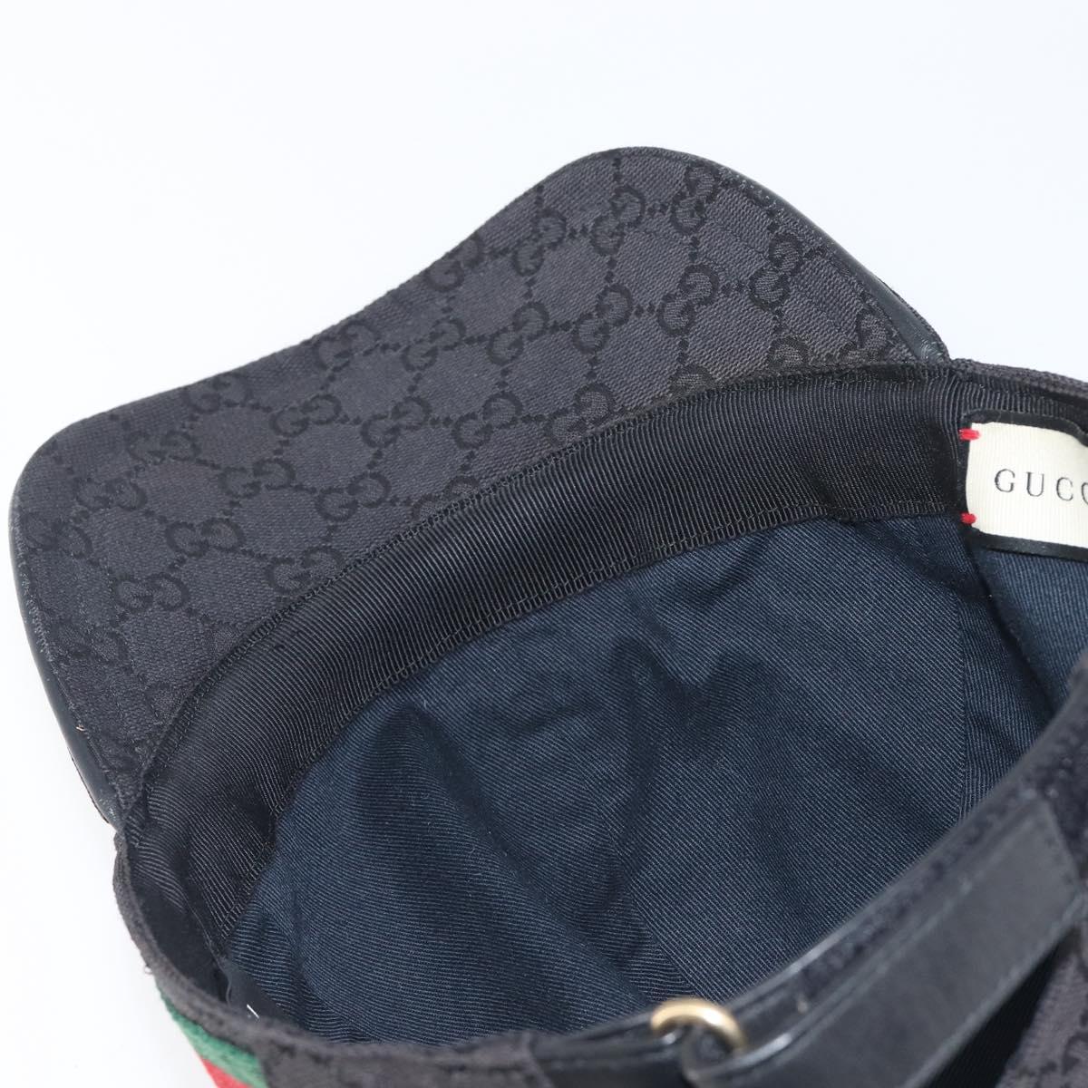 GUCCI GG Canvas Web Sherry Line Cap Black Gold Tone 200035 Auth 202104A