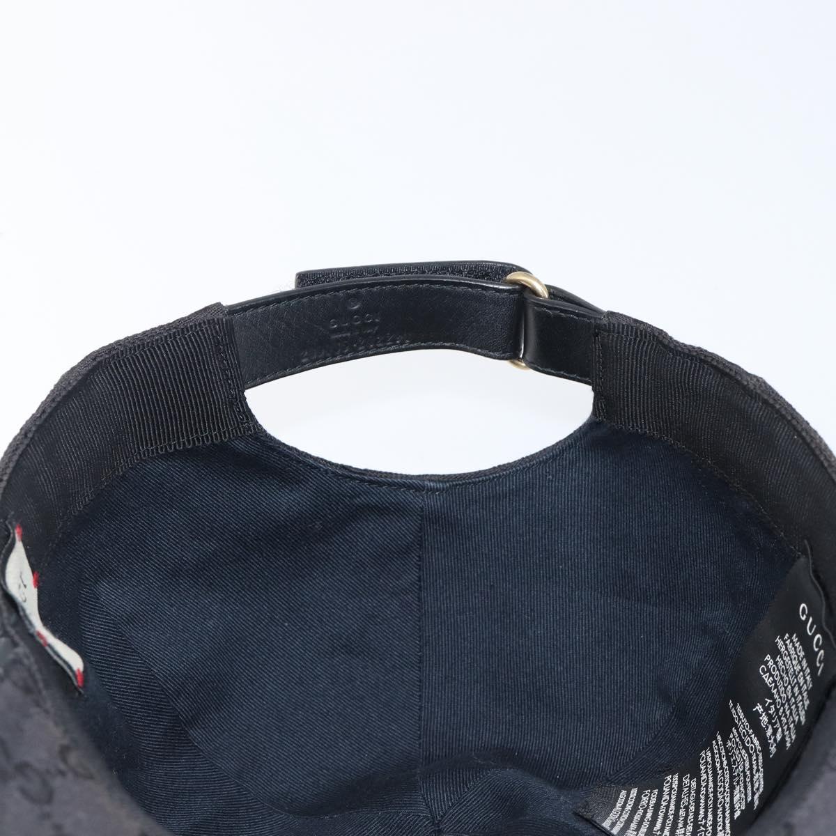 GUCCI GG Canvas Web Sherry Line Cap Black Gold Tone 200035 Auth 202104A