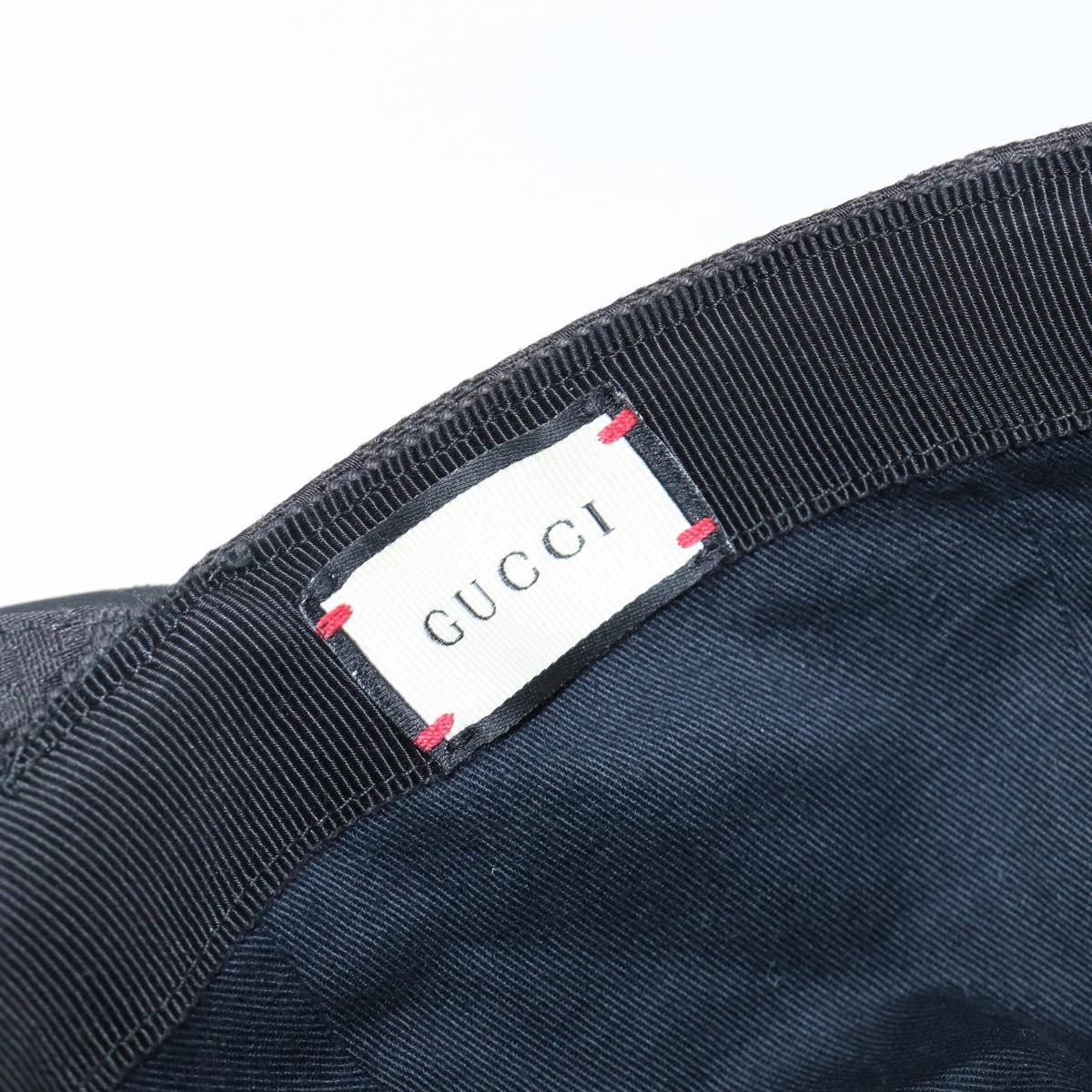 GUCCI GG Canvas Web Sherry Line Cap Black Gold Tone 200035 Auth 202104A