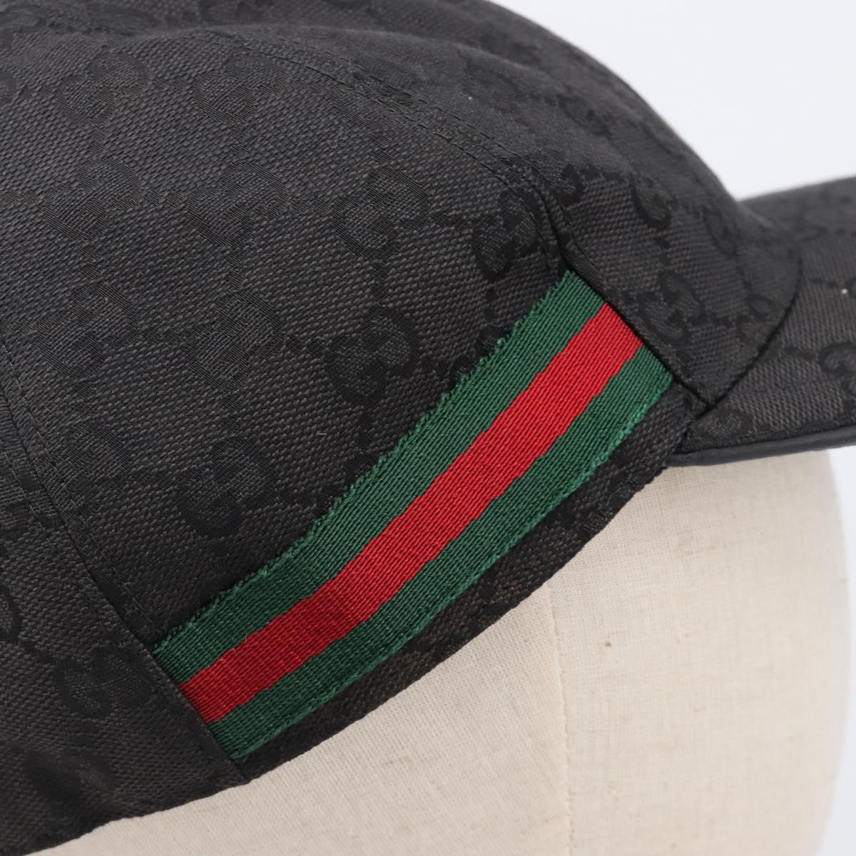 GUCCI GG Canvas Web Sherry Line Cap Black Gold Tone 200035 Auth 202104A