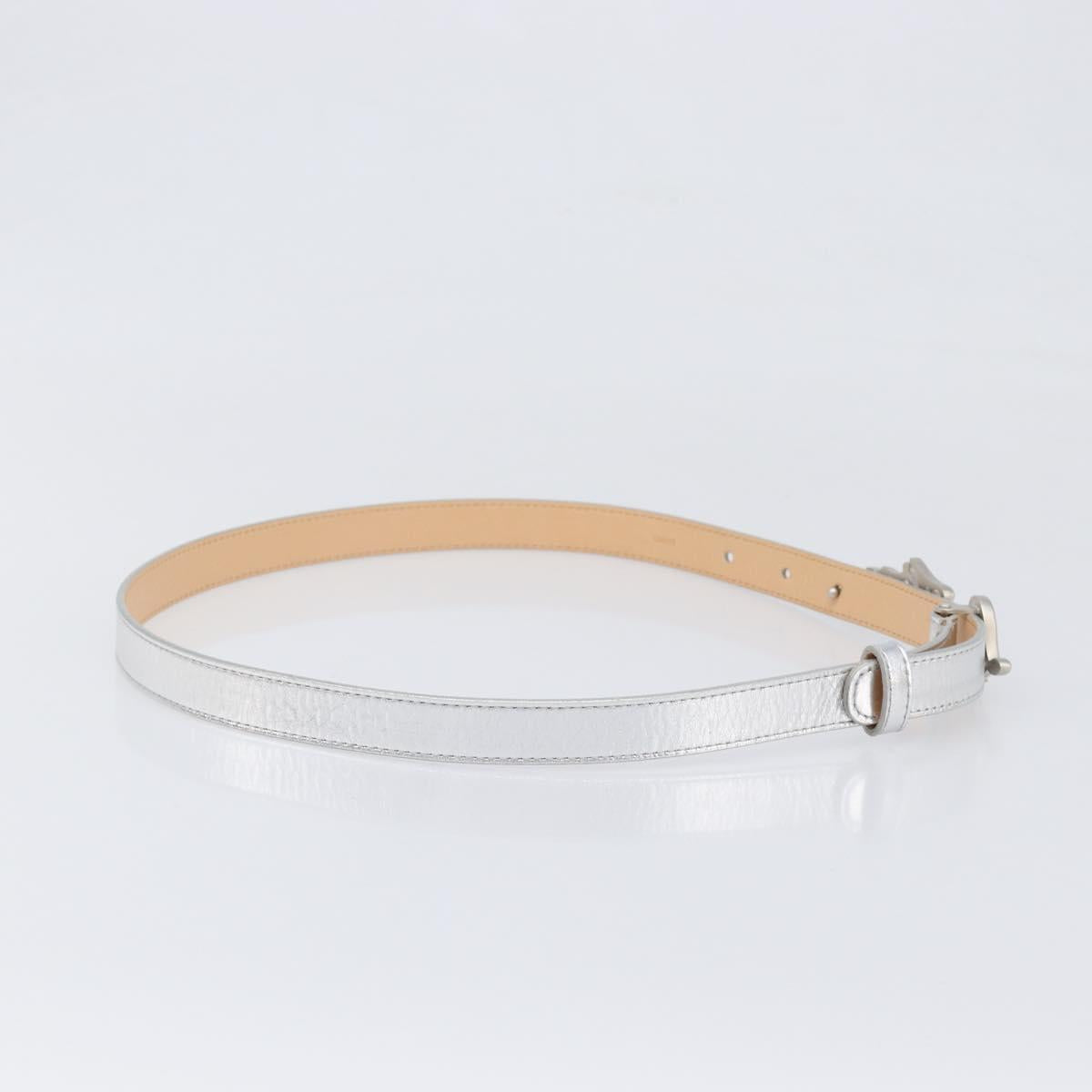 LOUIS VUITTON Ceinture Narrow Belt Leather 80/32 Silver LV Auth 202107
