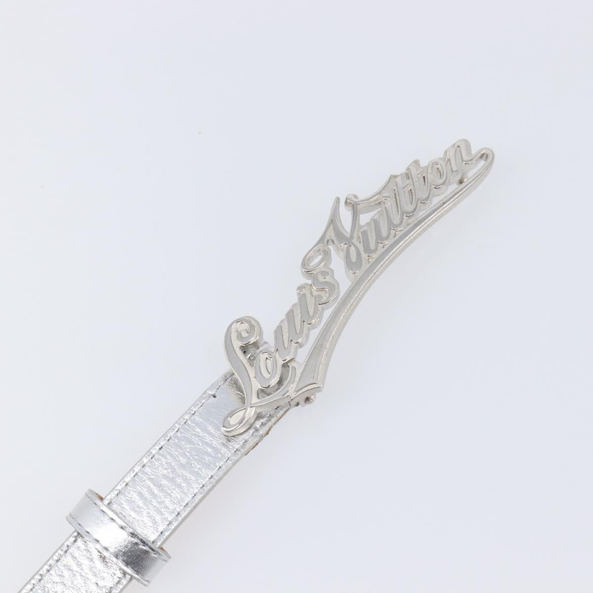 LOUIS VUITTON Ceinture Narrow Belt Leather 80/32 Silver LV Auth 202107