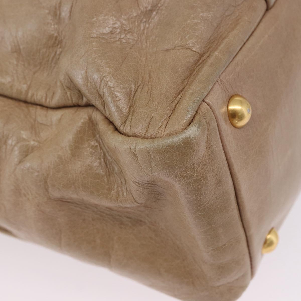 Miu Miu Vitellolux Hand Bag Leather 2way Beige Gold Tone Auth 202110V