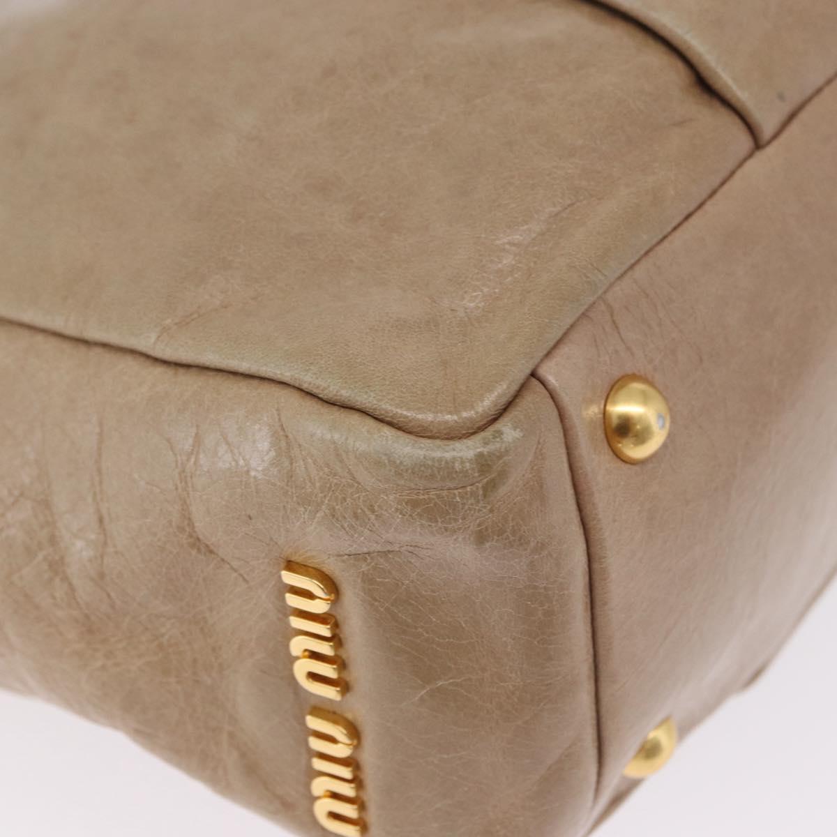 Miu Miu Vitellolux Hand Bag Leather 2way Beige Gold Tone Auth 202110V