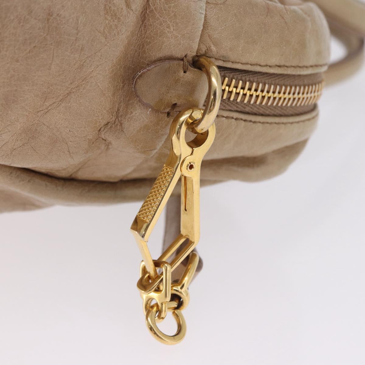 Miu Miu Vitellolux Hand Bag Leather 2way Beige Gold Tone Auth 202110V