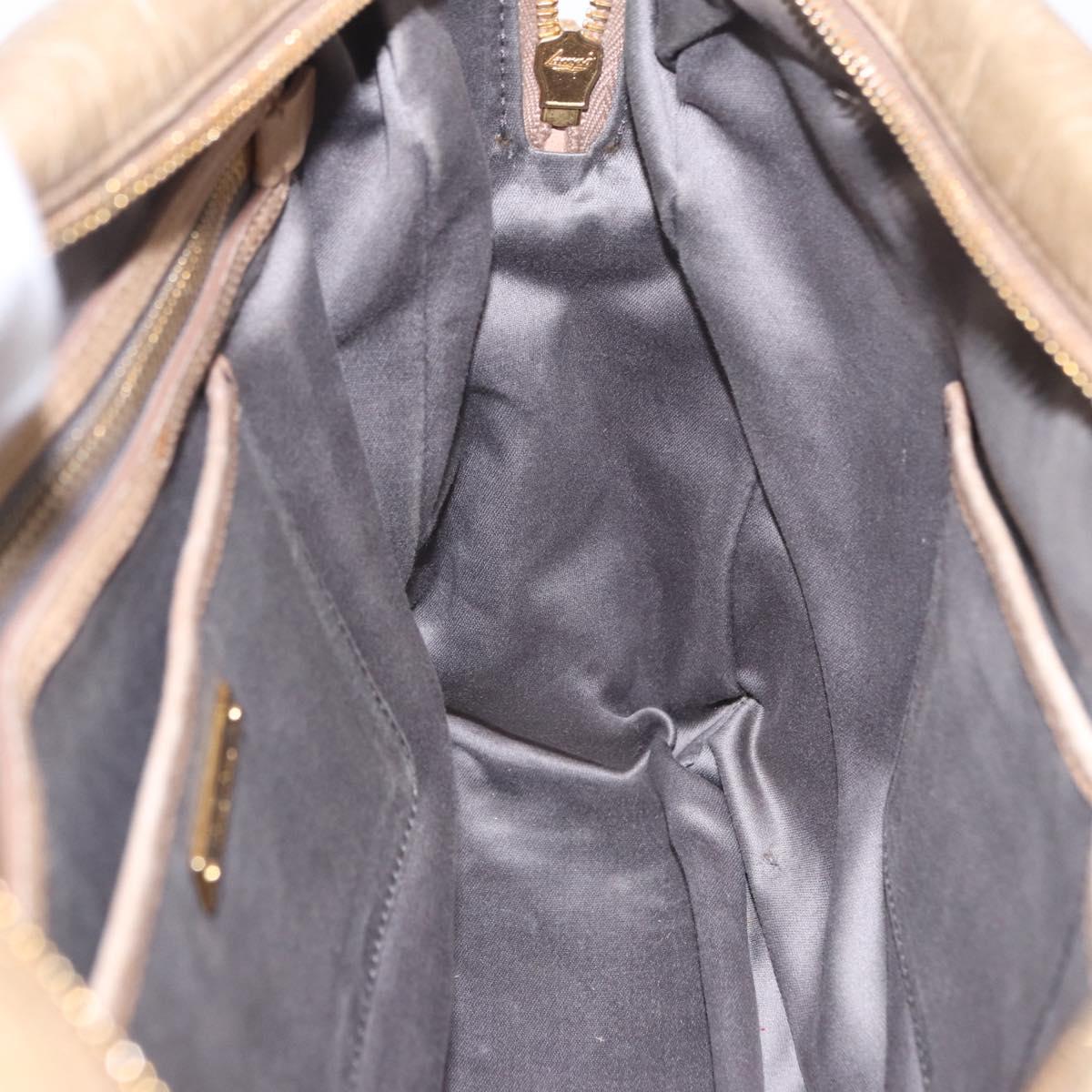 Miu Miu Vitellolux Hand Bag Leather 2way Beige Gold Tone Auth 202110V