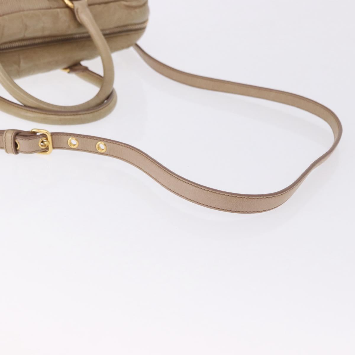 Miu Miu Vitellolux Hand Bag Leather 2way Beige Gold Tone Auth 202110V