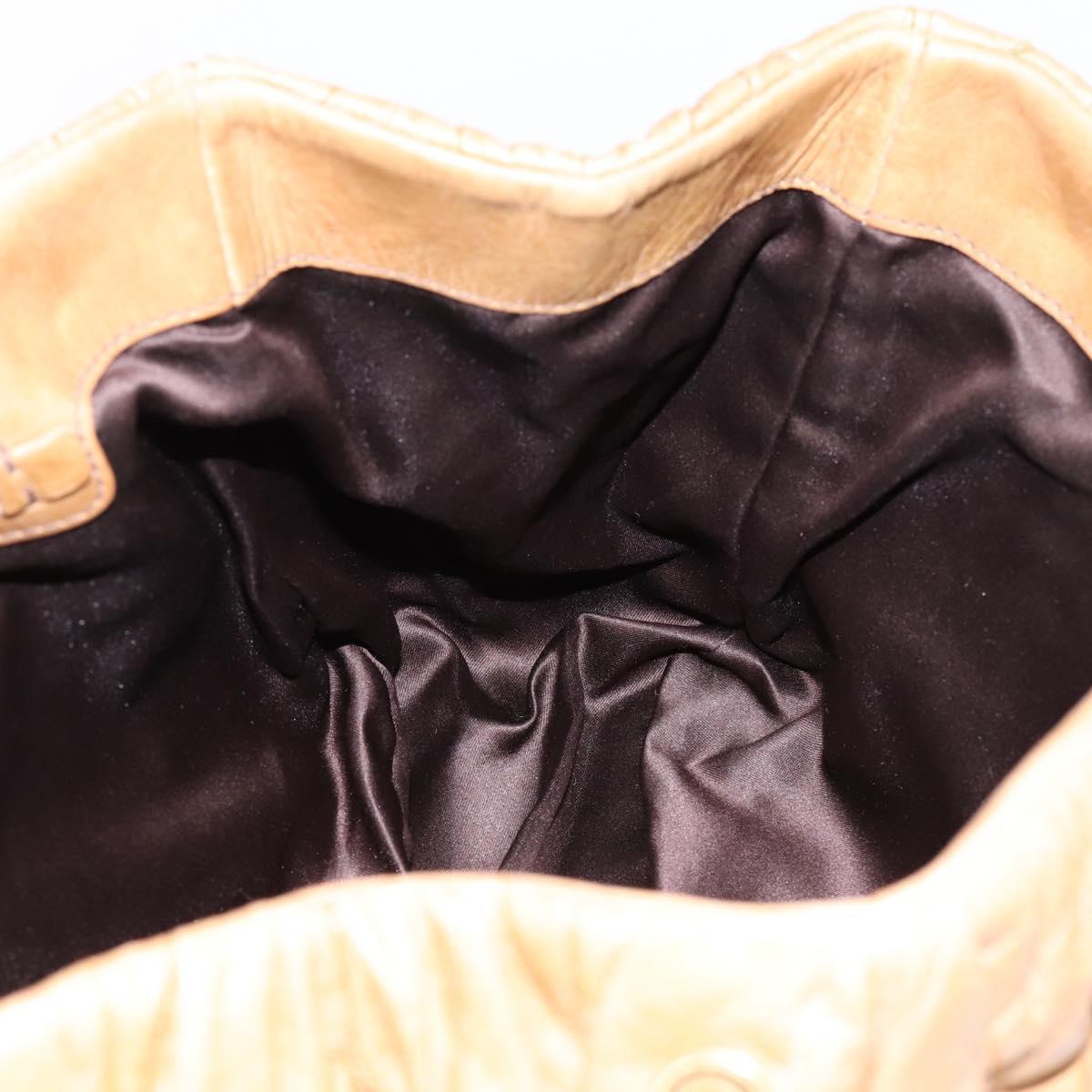 Miu Miu Vitellolux Matelasse Hand Bag Leather 2way Brown Gold Tone Auth 202111V