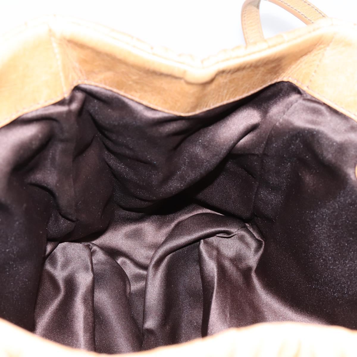 Miu Miu Vitellolux Matelasse Hand Bag Leather 2way Brown Gold Tone Auth 202111V