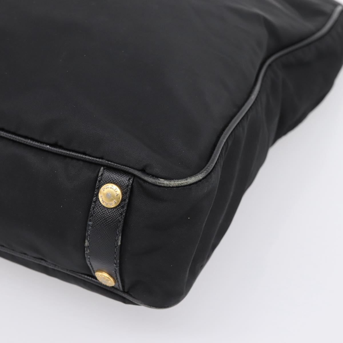 PRADA Hand Bag Nylon 2way Black Gold Tone Auth 202114