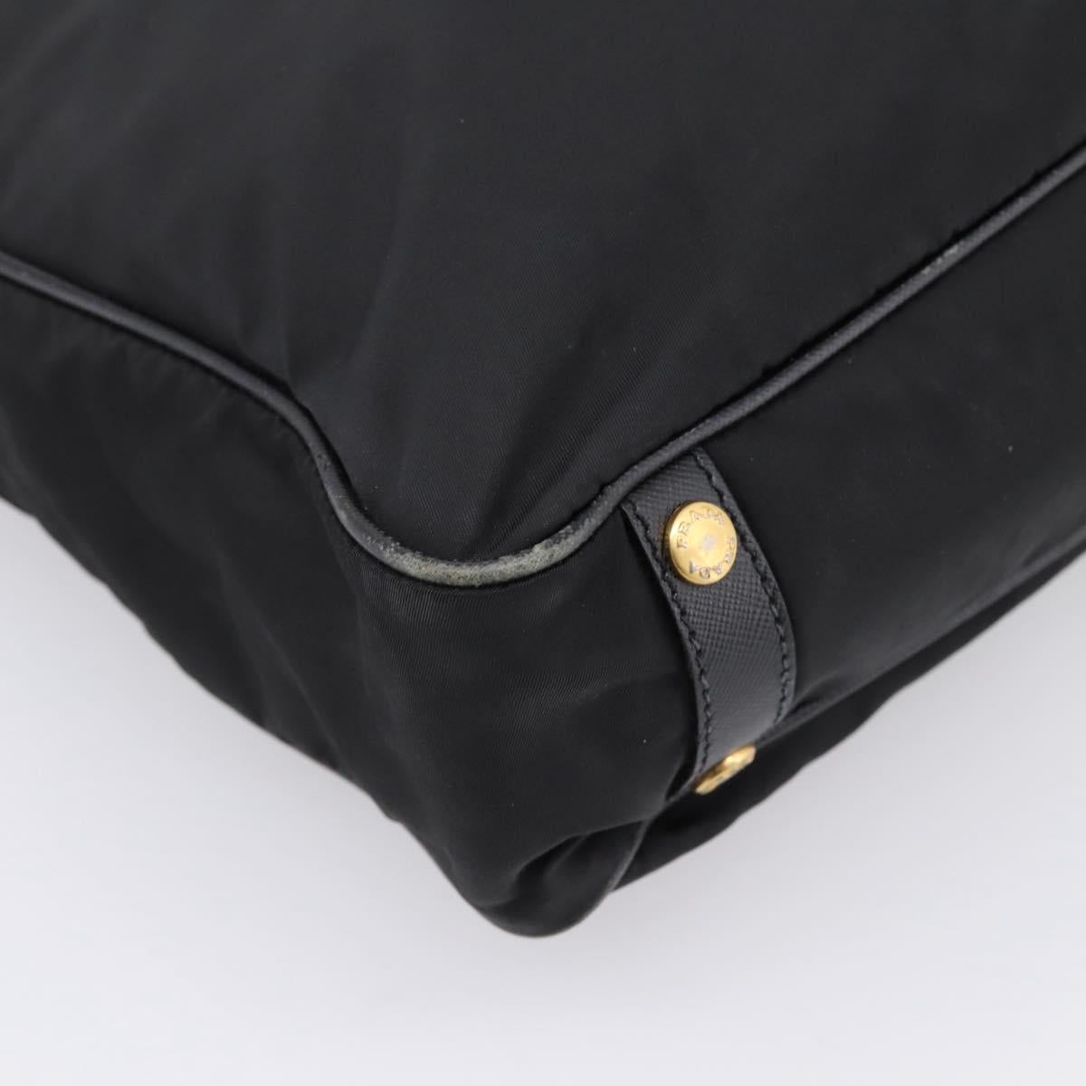 PRADA Hand Bag Nylon 2way Black Gold Tone Auth 202114