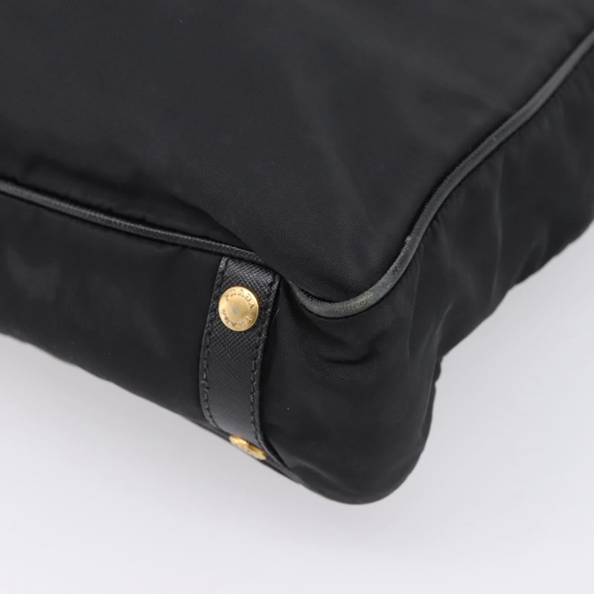 PRADA Hand Bag Nylon 2way Black Gold Tone Auth 202114