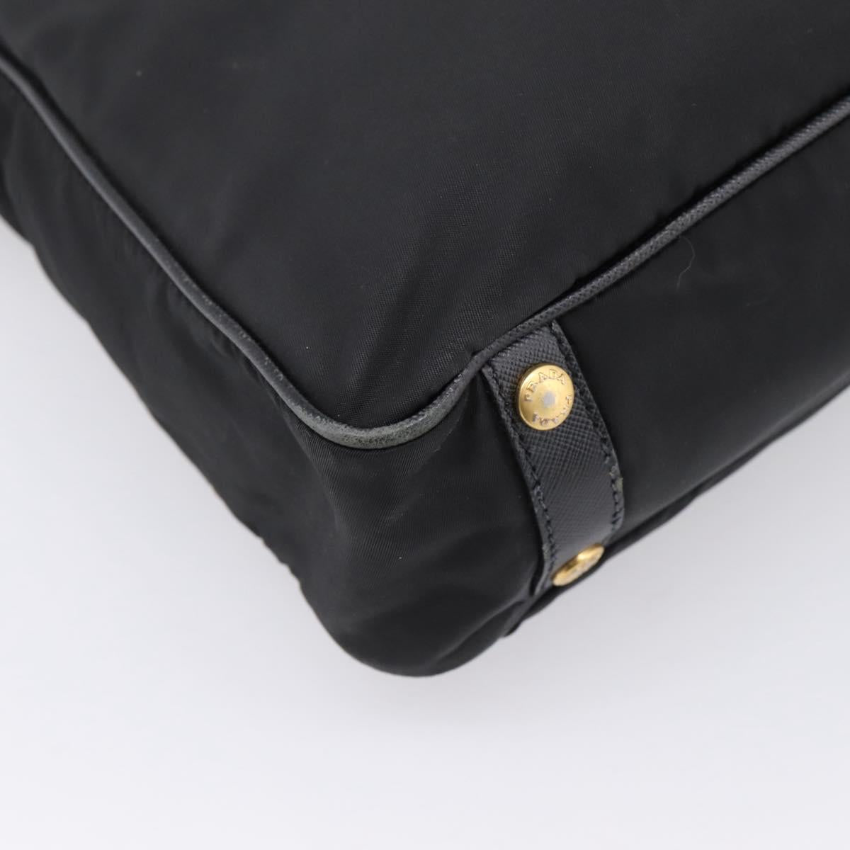 PRADA Hand Bag Nylon 2way Black Gold Tone Auth 202114