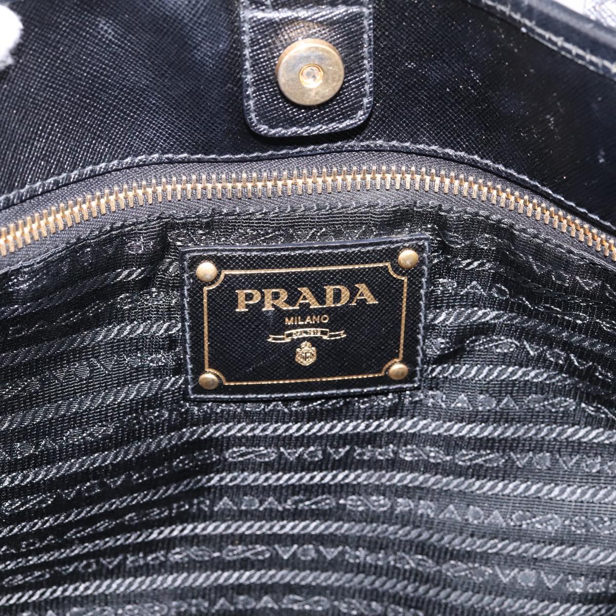 PRADA Hand Bag Nylon 2way Black Gold Tone Auth 202114