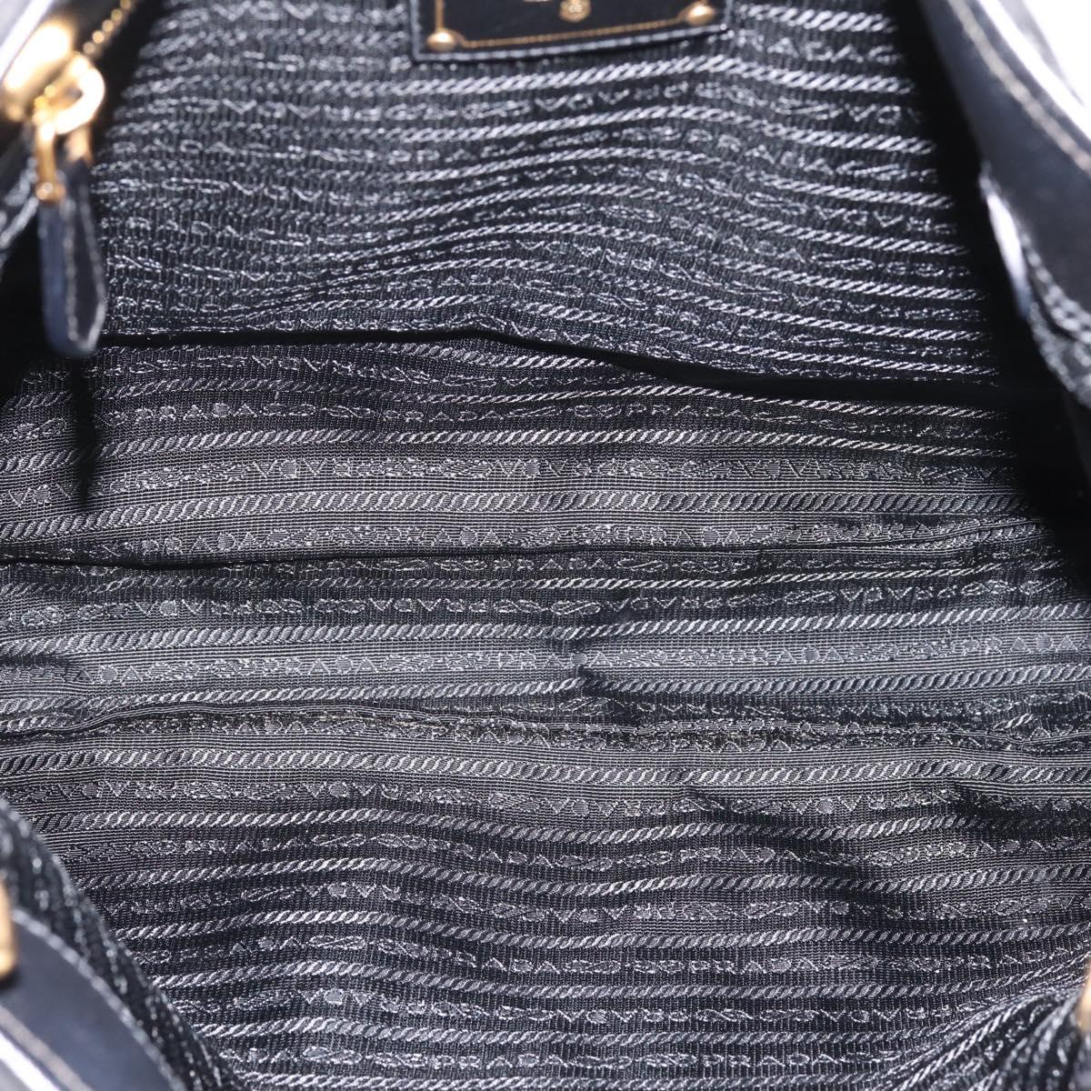 PRADA Hand Bag Nylon 2way Black Gold Tone Auth 202114