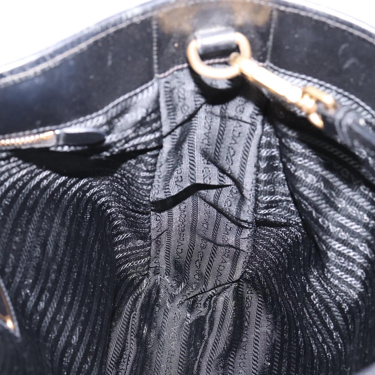 PRADA Hand Bag Nylon 2way Black Gold Tone Auth 202114