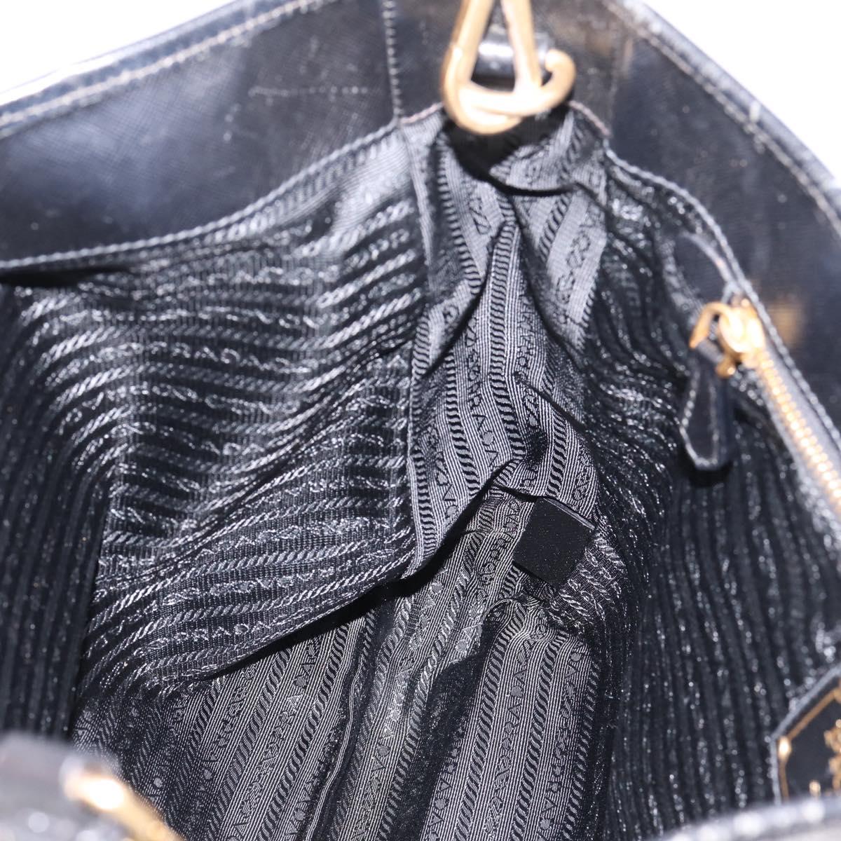 PRADA Hand Bag Nylon 2way Black Gold Tone Auth 202114