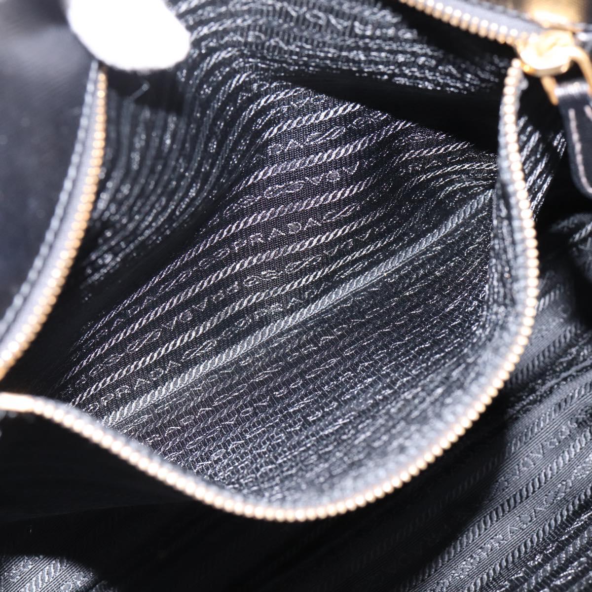 PRADA Hand Bag Nylon 2way Black Gold Tone Auth 202114