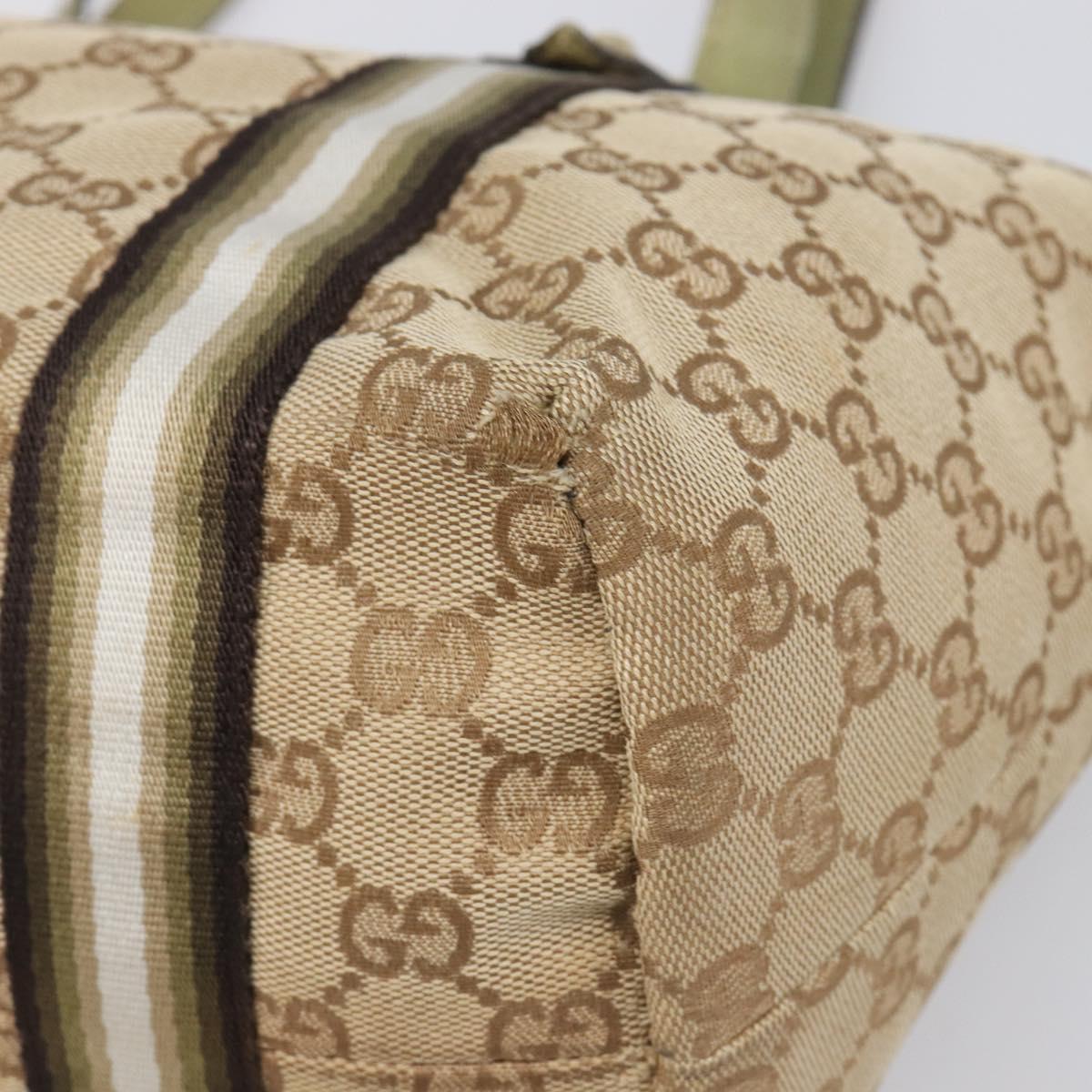 GUCCI GG Canvas Tote Bag Beige Gold Tone 137396 Auth 202117