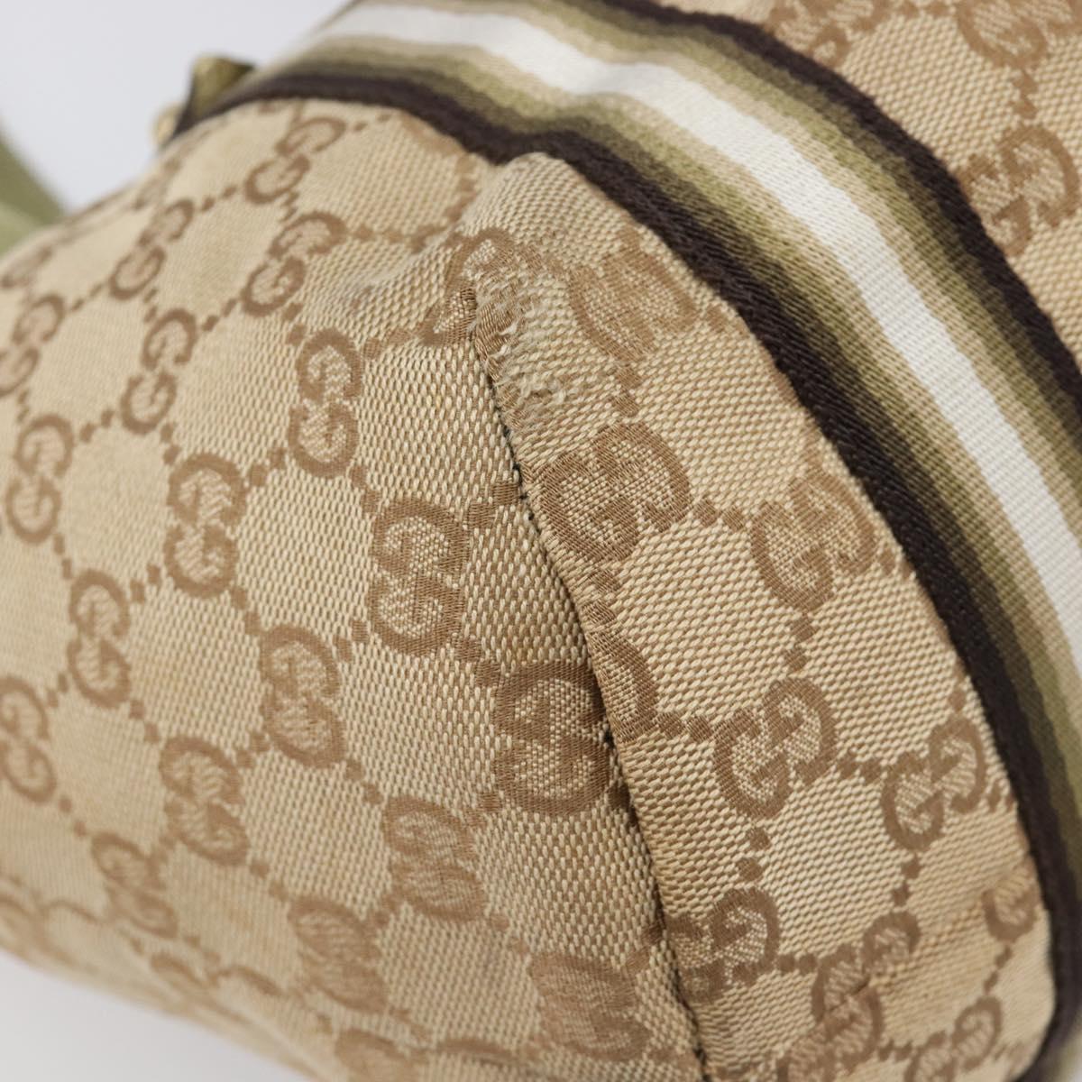 GUCCI GG Canvas Tote Bag Beige Gold Tone 137396 Auth 202117