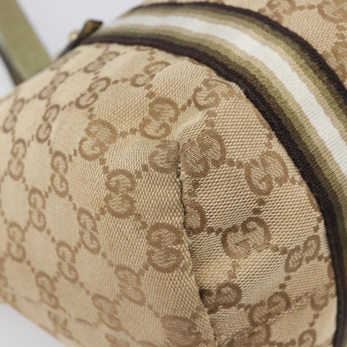 GUCCI GG Canvas Tote Bag Beige Gold Tone 137396 Auth 202117