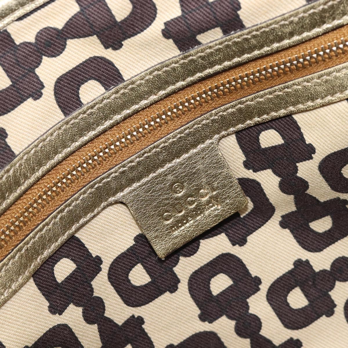 GUCCI GG Canvas Tote Bag Beige Gold Tone 137396 Auth 202117