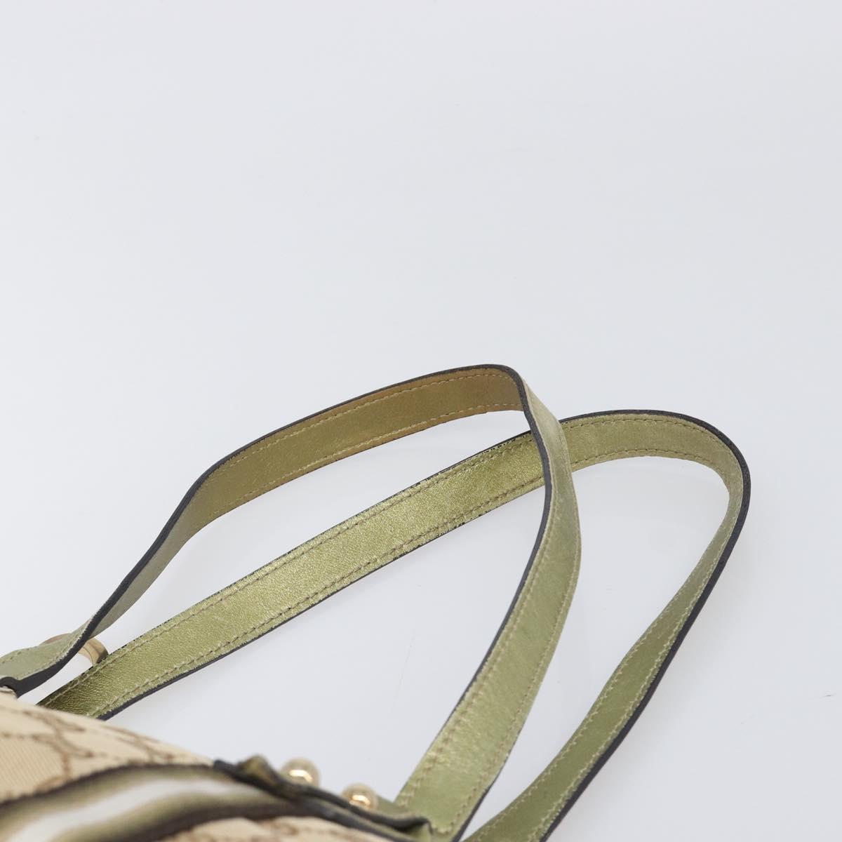 GUCCI GG Canvas Tote Bag Beige Gold Tone 137396 Auth 202117