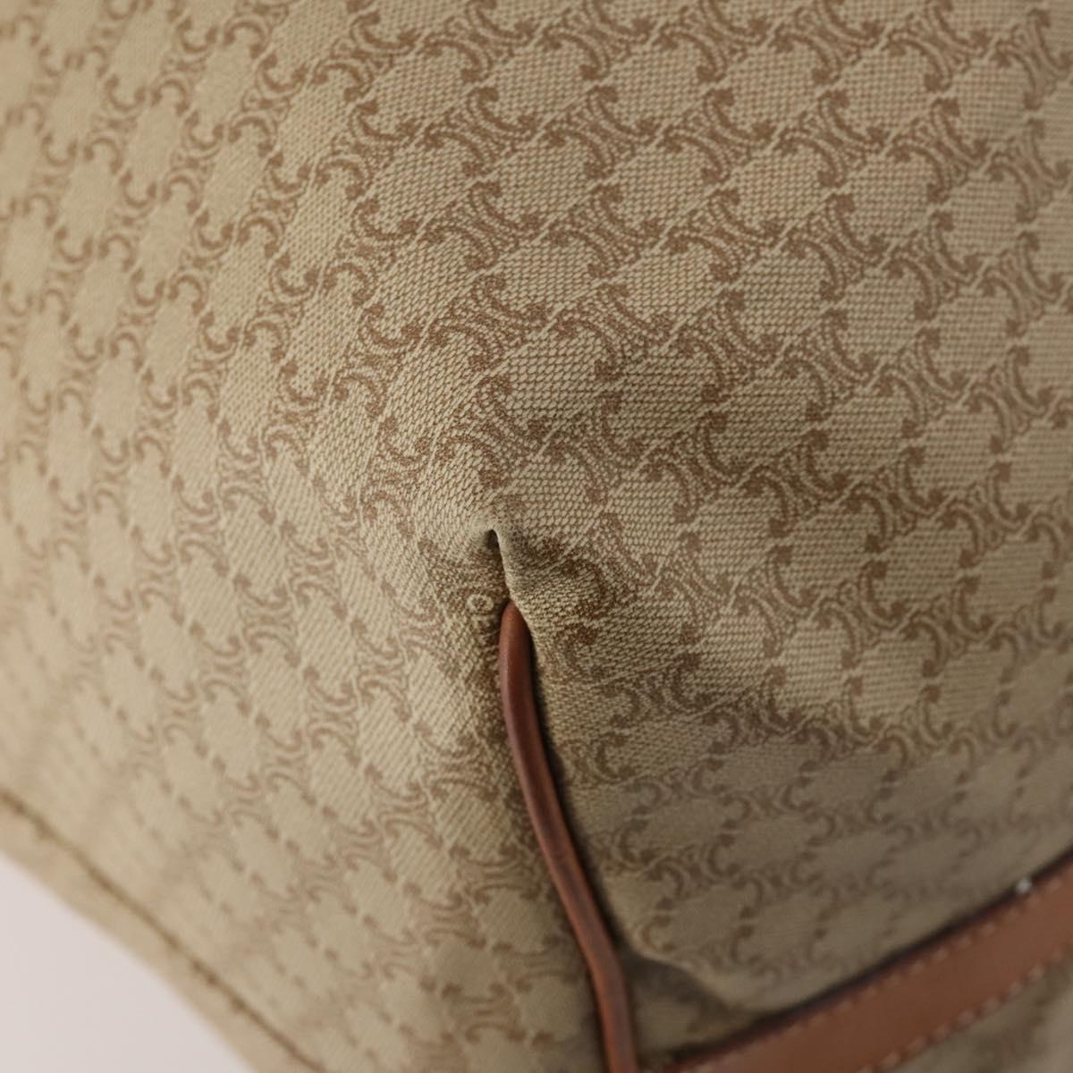 CELINE Macadam Boston Bag PVC Leather Beige Gold Tone Auth 202118
