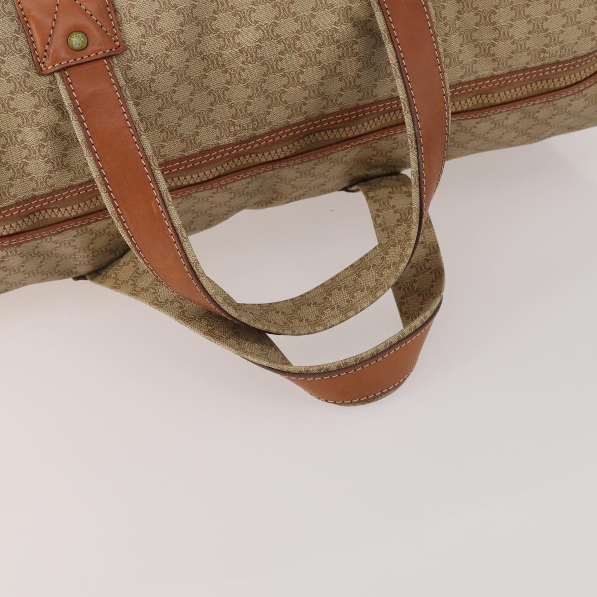 CELINE Macadam Boston Bag PVC Leather Beige Gold Tone Auth 202118