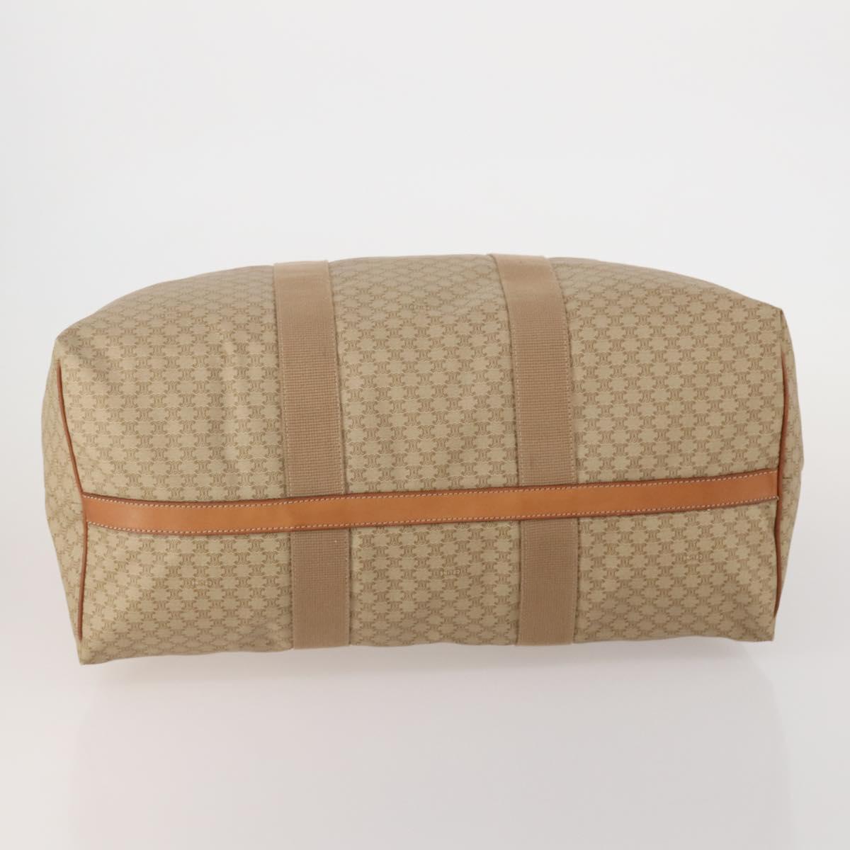 CELINE Macadam Boston Bag PVC Leather Beige Gold Tone Auth 202118