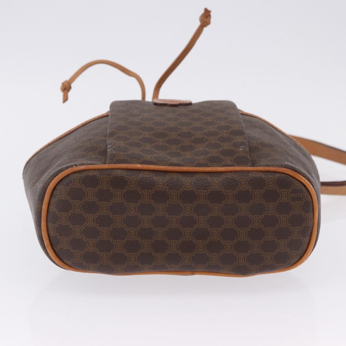 CELINE Macadam Shoulder Bag PVC Leather Brown Gold Tone Auth 202119A