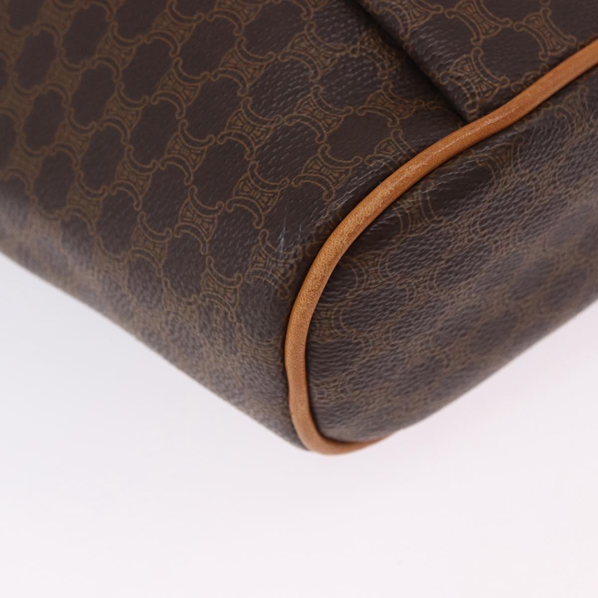 CELINE Macadam Shoulder Bag PVC Leather Brown Gold Tone Auth 202119A