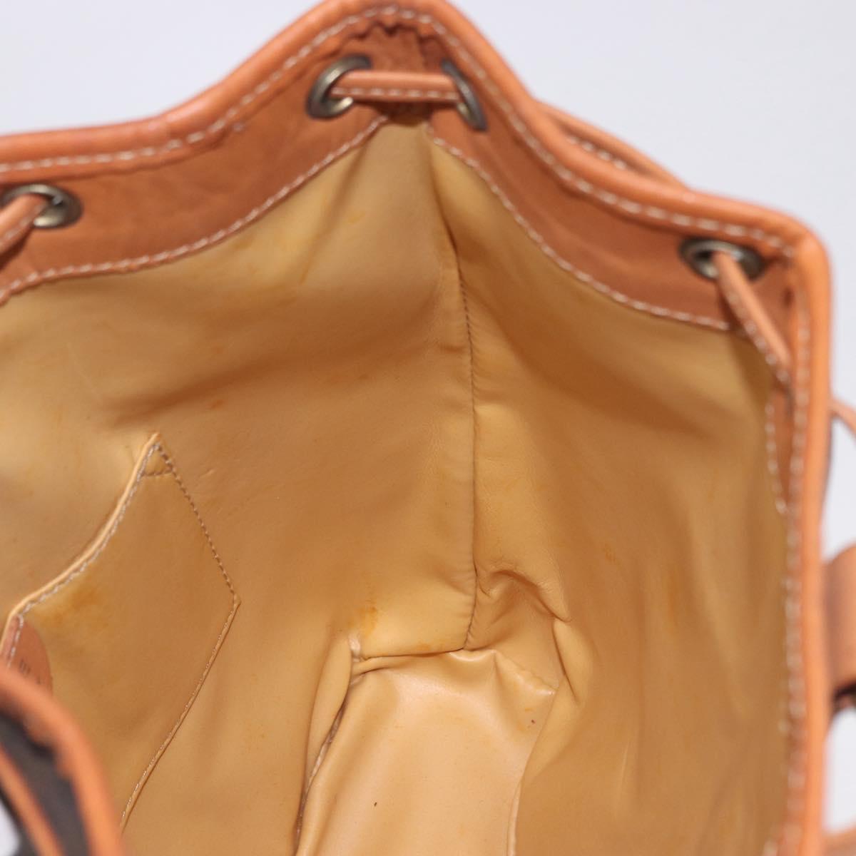 CELINE Macadam Shoulder Bag PVC Leather Brown Gold Tone Auth 202119A