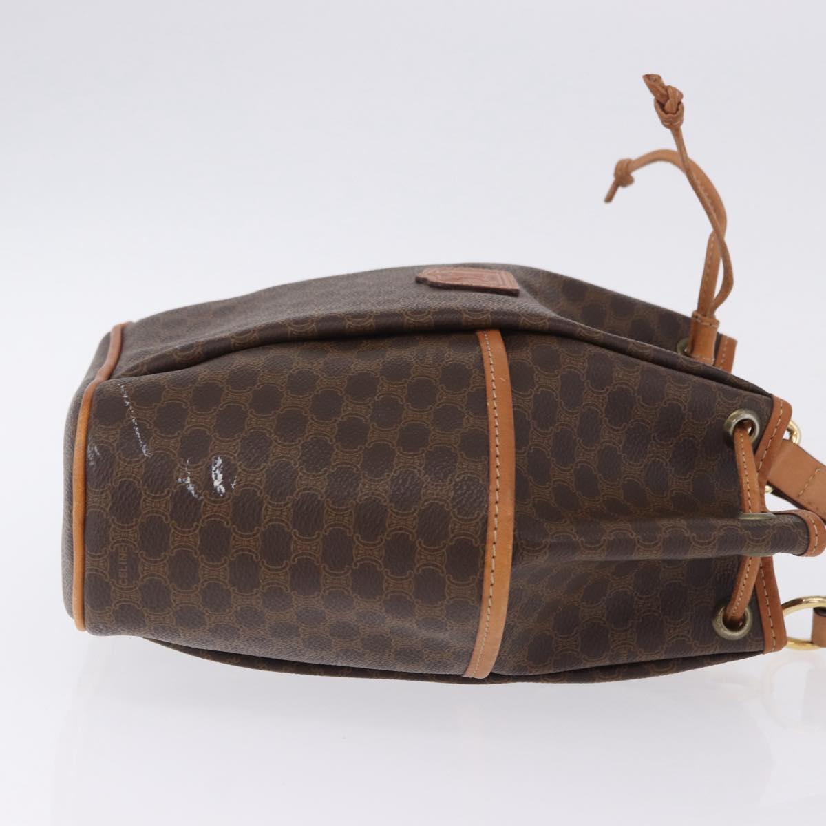 CELINE Macadam Shoulder Bag PVC Leather Brown Gold Tone Auth 202119A