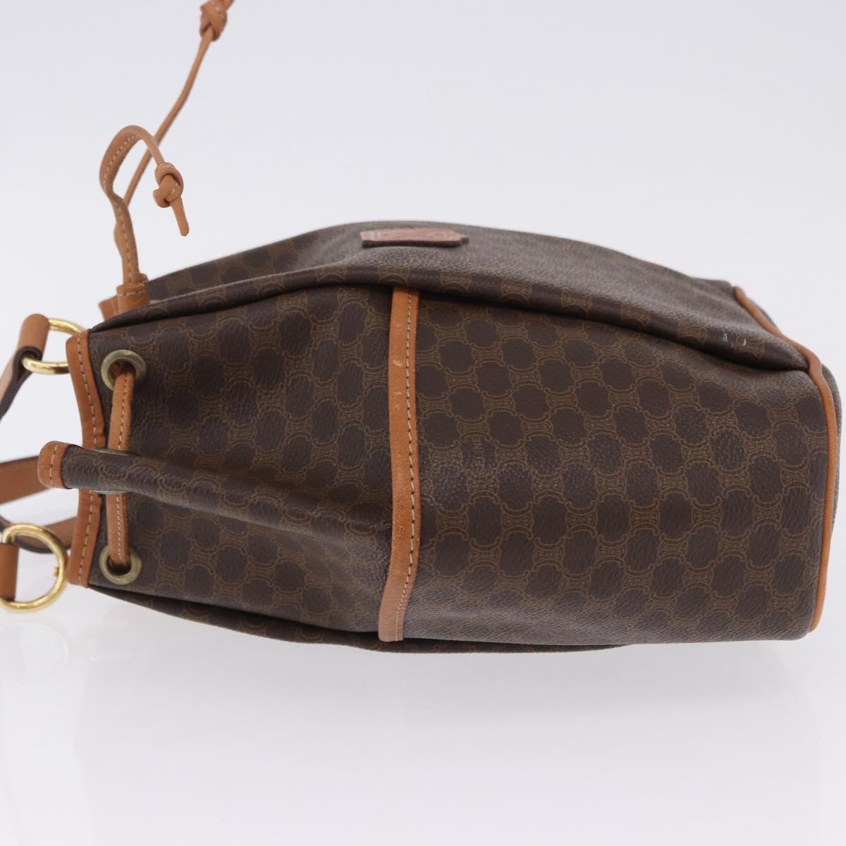 CELINE Macadam Shoulder Bag PVC Leather Brown Gold Tone Auth 202119A