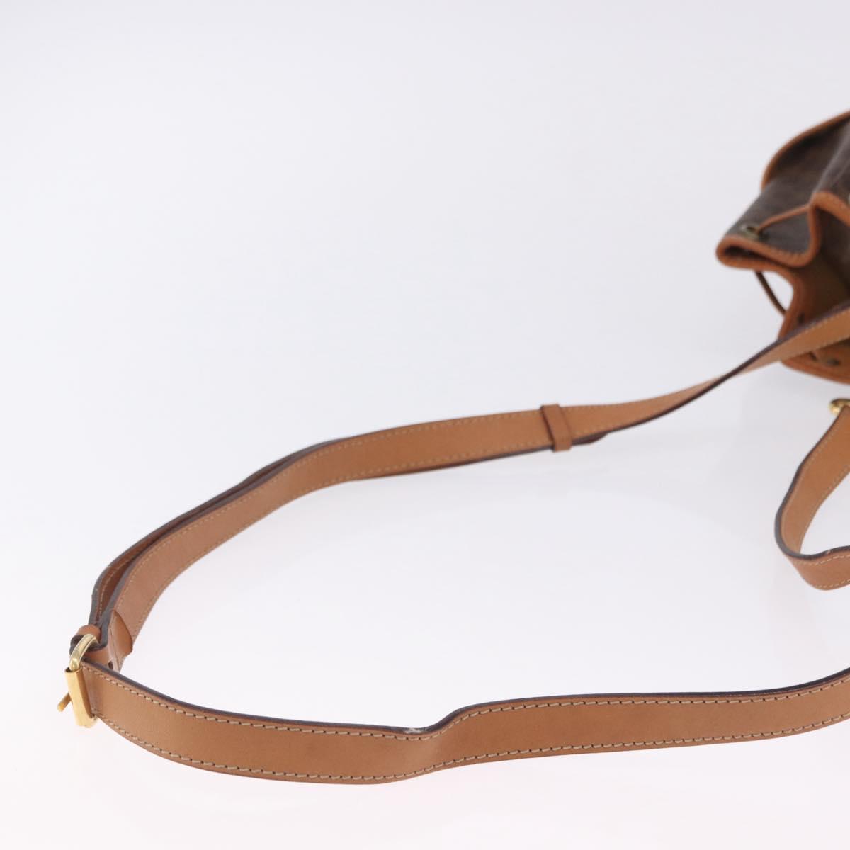 CELINE Macadam Shoulder Bag PVC Leather Brown Gold Tone Auth 202119A