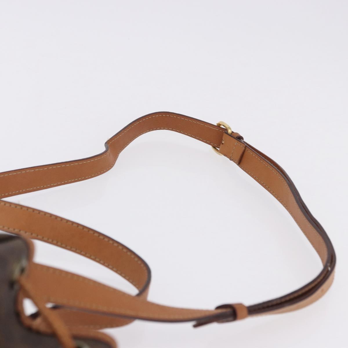 CELINE Macadam Shoulder Bag PVC Leather Brown Gold Tone Auth 202119A