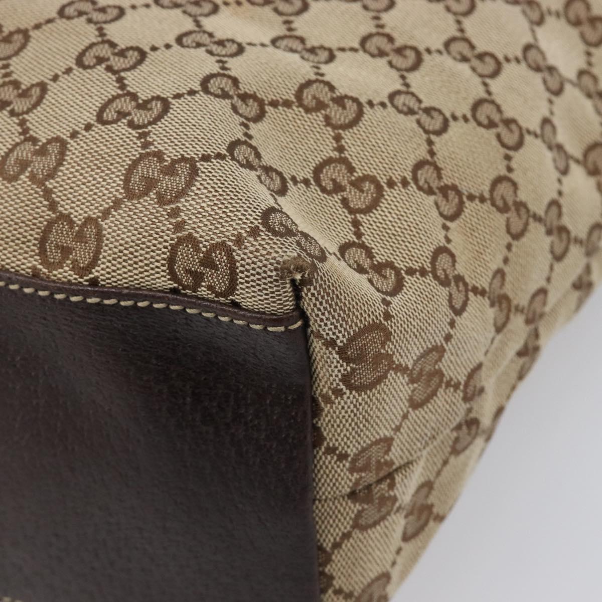 GUCCI GG Canvas Tote Bag Beige Gold Tone 153009 Auth 202120