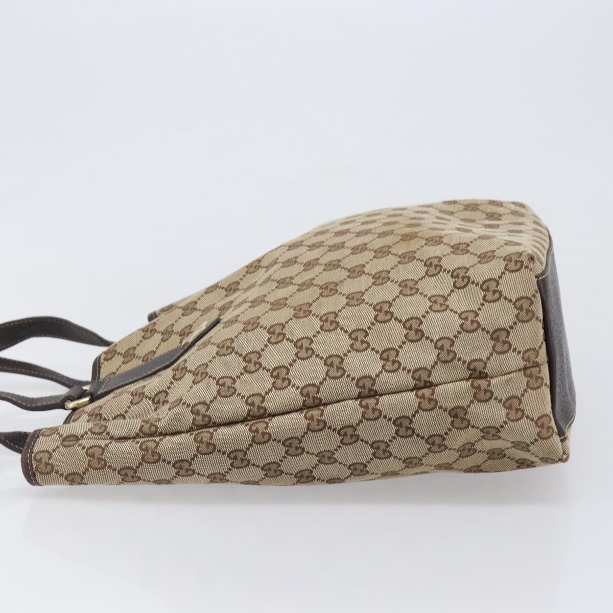GUCCI GG Canvas Tote Bag Beige Gold Tone 153009 Auth 202120